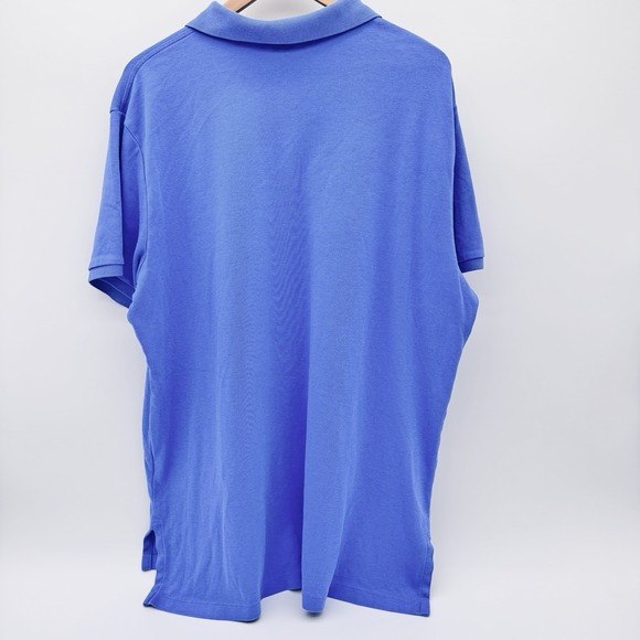 Vtg Ralph Lauren Polo Shirt XXL Blue Solid Short Yellow Pony Sleeve Mens Soft - Picture 3 of 8